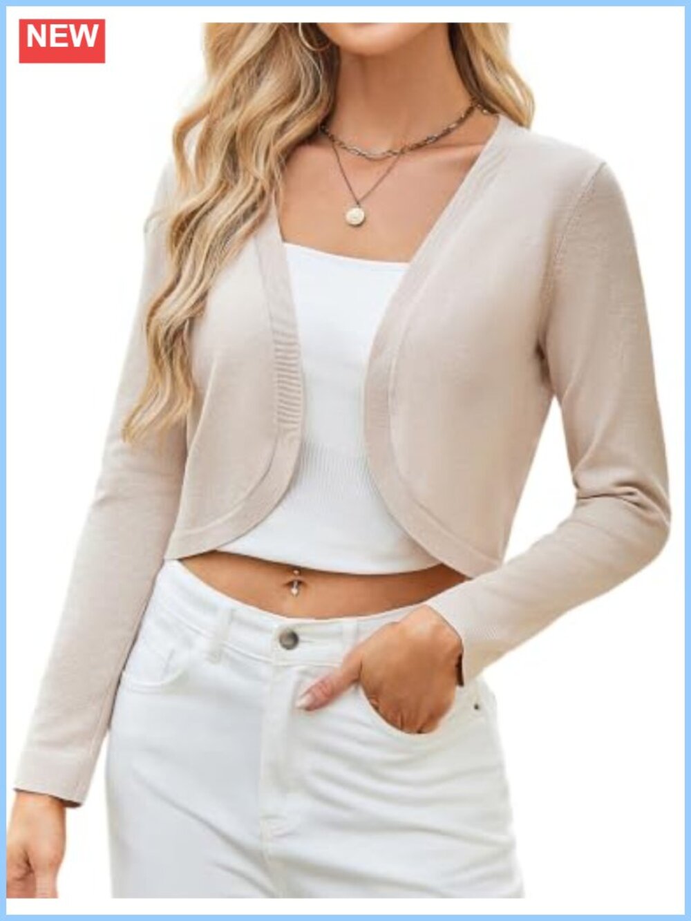 Cropped Cardigan Long Sleeve Bolero Shrug Open Front Sweater